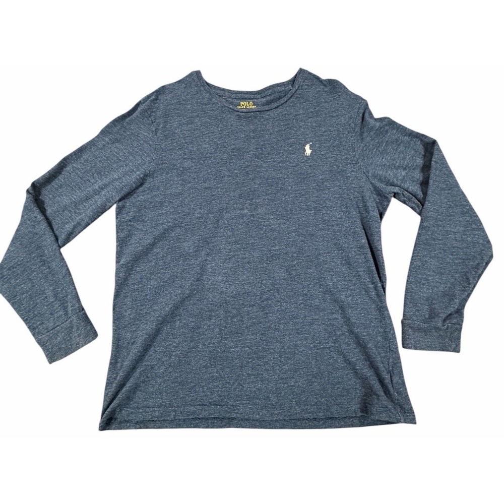 Polo Ralph Lauren‎ Custom Slim Fit Long Sleeve T Shirt Blue Size Large Logo